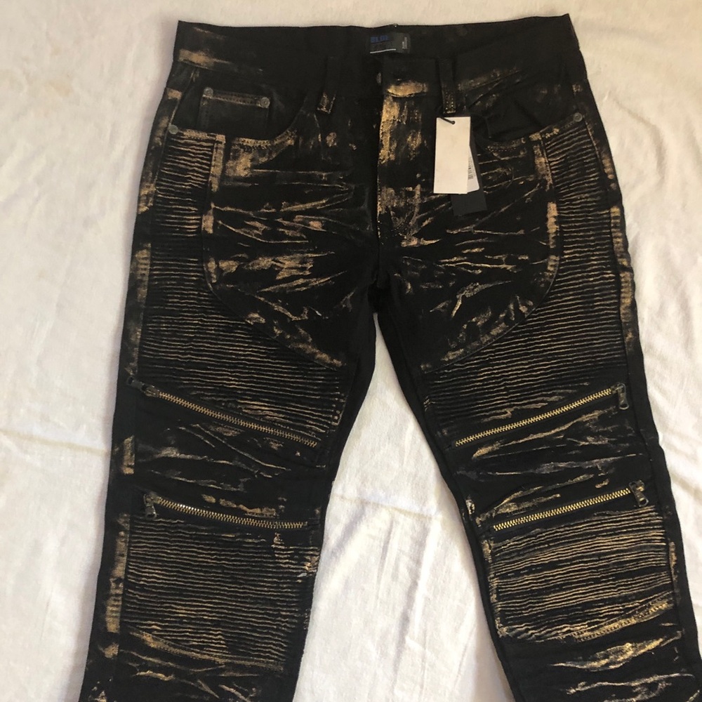 Blue Stitch Jeans Straight Size 34x30 Black/Gold